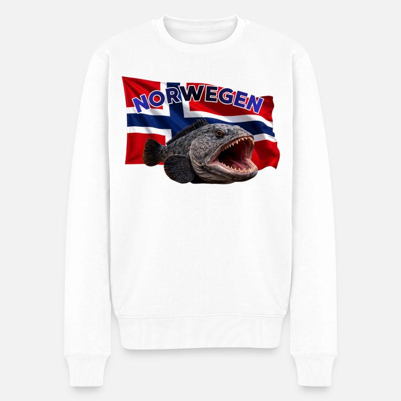 Steinbeisser Angeln Norwegen - Männer Premium Bio Pullover - Weiß