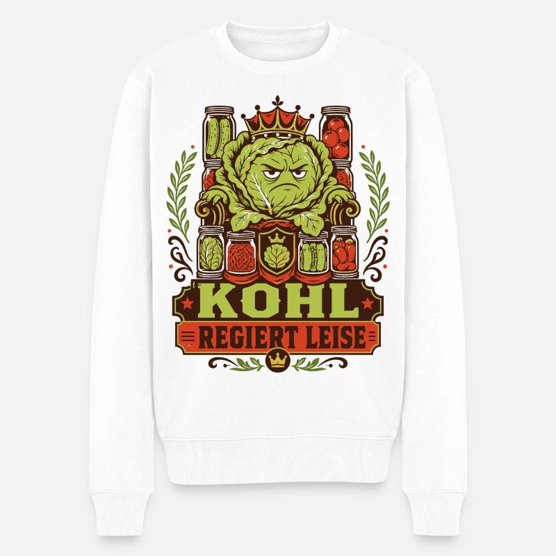 Kohl regiert leise - Männer Premium Bio Pullover - Weiß