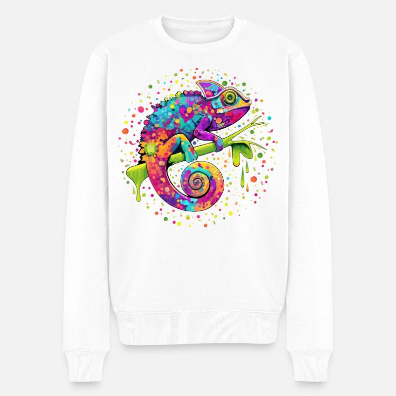 Fantasme de l’aquarelle caméléon - Pull Premium bio Homme - blanc