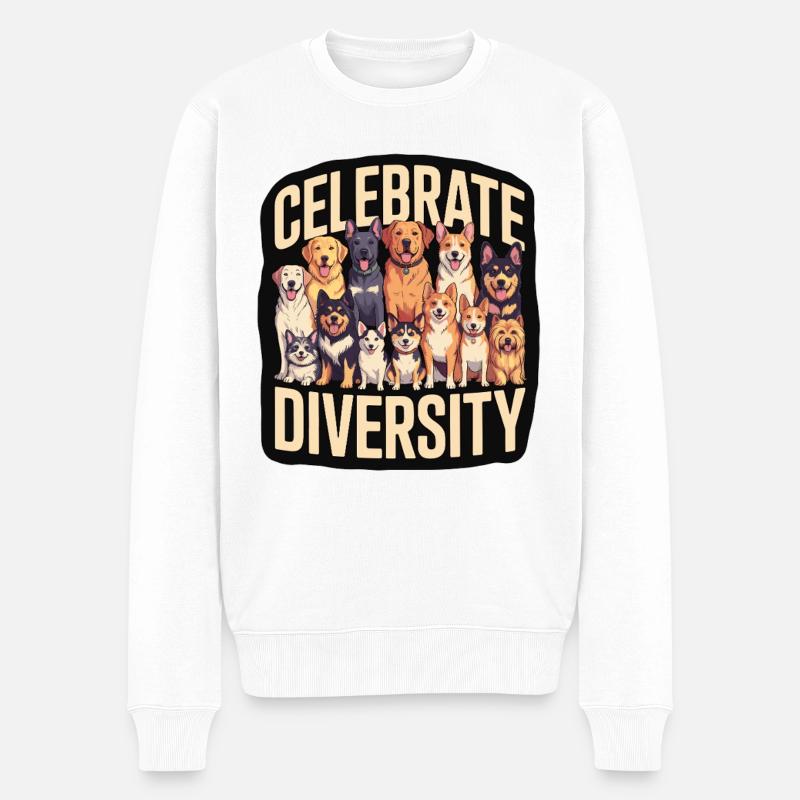 Celebrate Diversity Hunde Vielfalt - Männer Premium Bio Pullover - Weiß