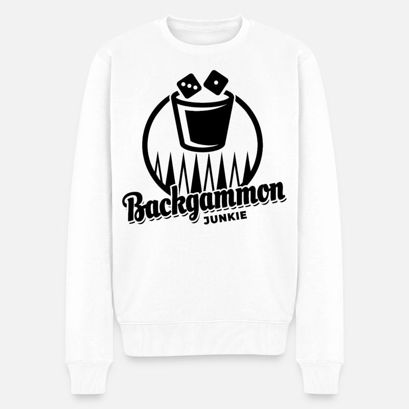 Backgammon Junkie | Brettspiel | Geschenk - Männer Premium Bio Pullover - Weiß