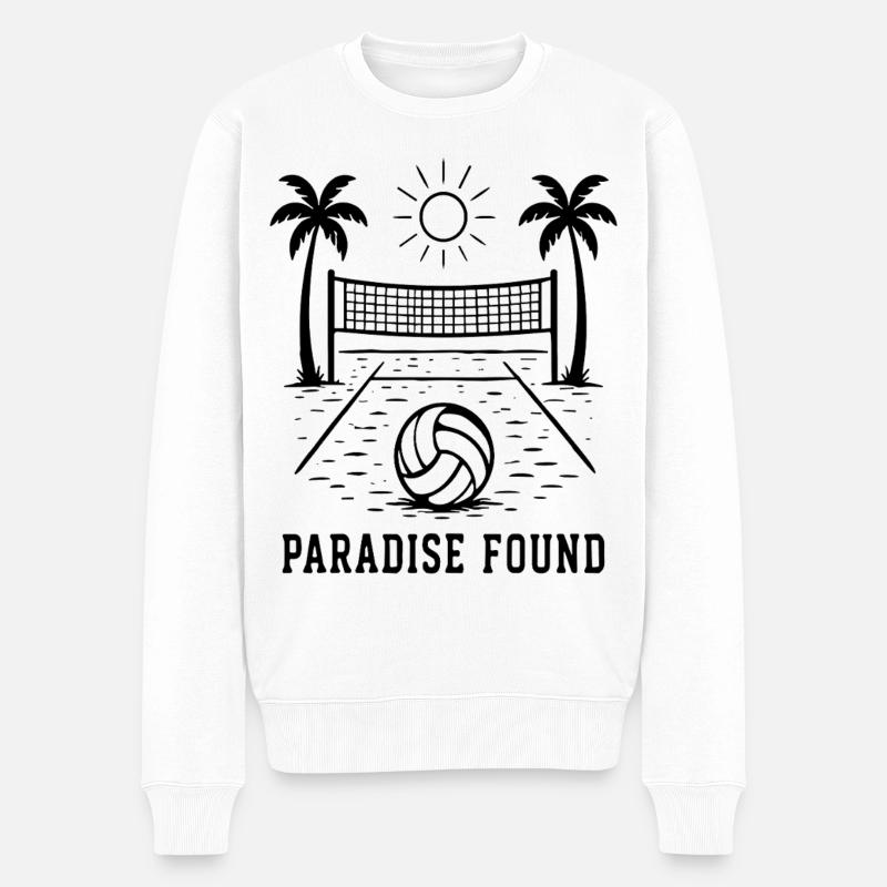 Paradise Found Beach Volleyball Sommer Paradies - Männer Premium Bio Pullover - Weiß