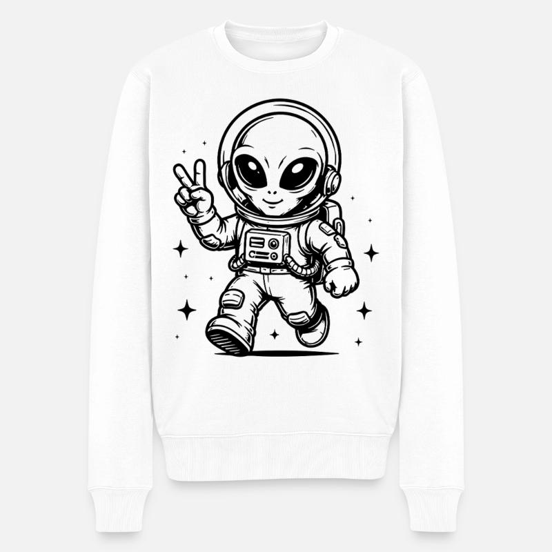 Astronaute Paix extraterrestre dans l’espace - Pull Premium bio Homme - blanc