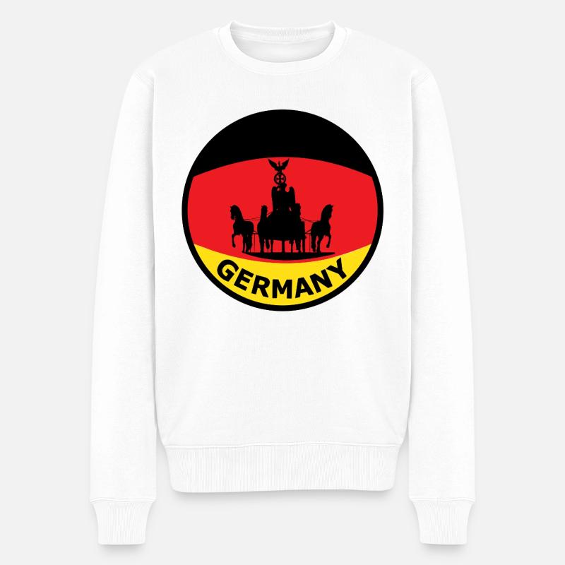 Deutschlandflagge Streitwagen Silhouette - Männer Premium Bio Pullover - Weiß