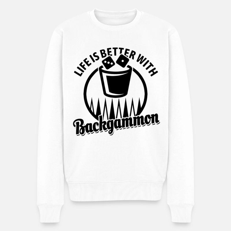 Backgammon | Brettspiel | Geschenk - Männer Premium Bio Pullover - Weiß
