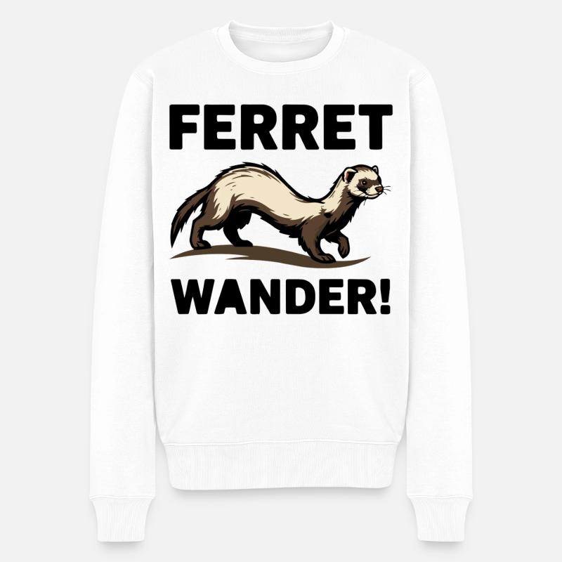 Frettchen-Wander-Frettchen-Erkundung beim Durchstöbern - Männer Premium Bio Pullover - Weiß