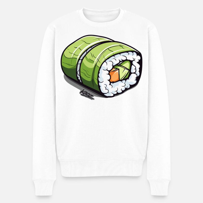 Rouleau à sushi vert émeraude - Pull Premium bio Homme - blanc