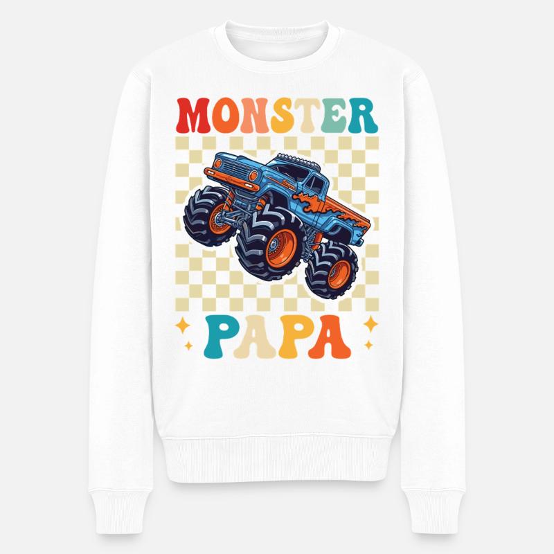 Monster Truck Papa - Männer Premium Bio Pullover - Weiß