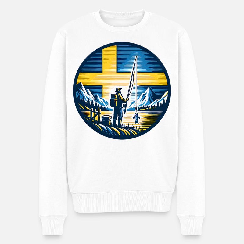 Schweden Angler - Männer Premium Bio Pullover - Weiß