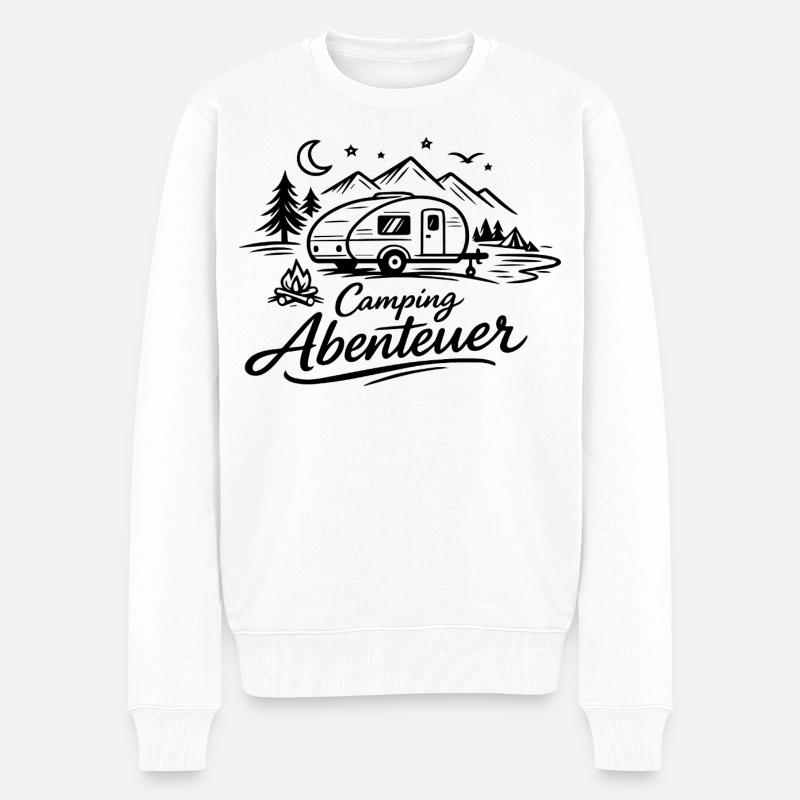 Camping Abenteuer - Männer Premium Bio Pullover - Weiß