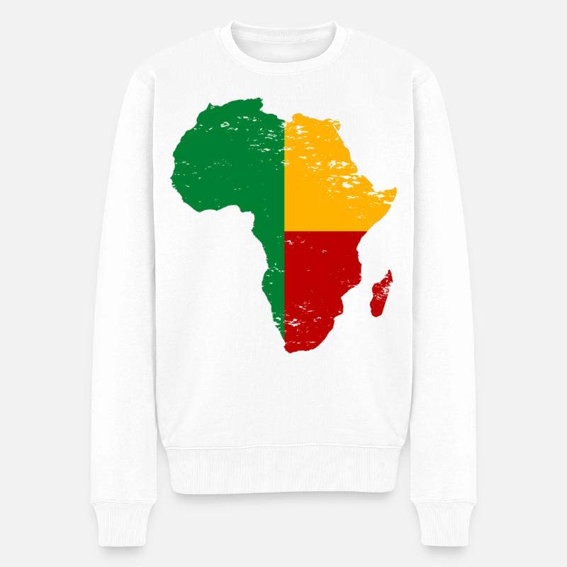 Benin Flagge Afrika used - Männer Premium Bio Pullover - Weiß