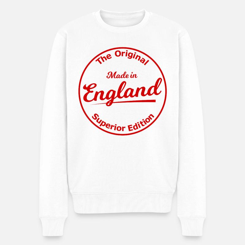 Original England Stempel Rot - Männer Premium Bio Pullover - Weiß