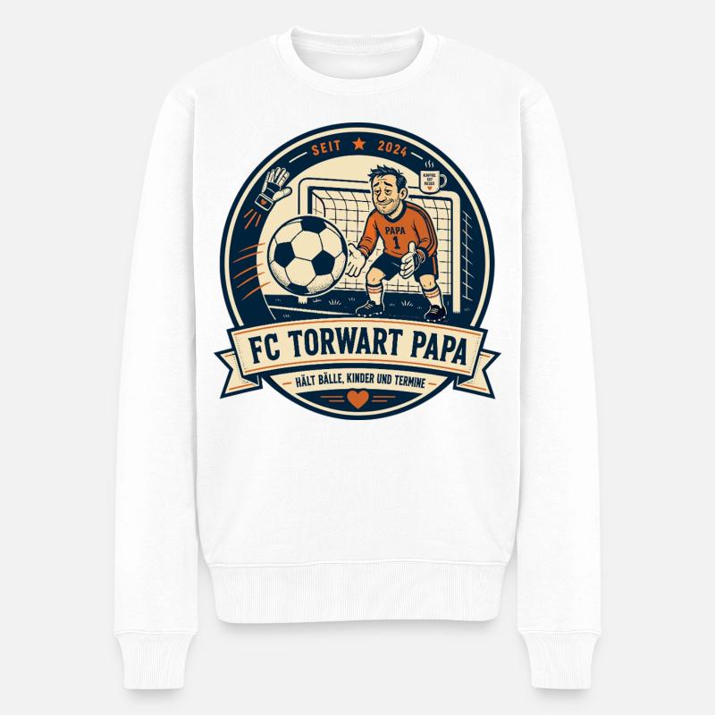 FC Torwart Papa - Männer Premium Bio Pullover - Weiß