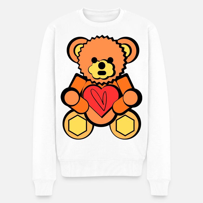 Ours avec art de bloc de cœur - Pull Premium bio Homme - blanc