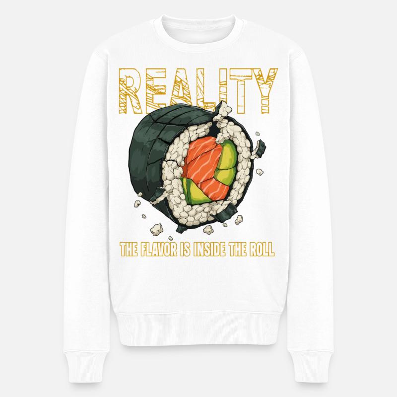Sushi Roll Reality Innerer Geschmack - Männer Premium Bio Pullover - Weiß