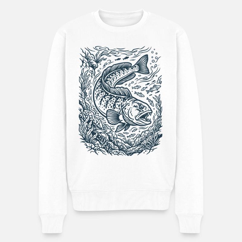 Seewolf | Steinbeißer | Unterwasserfisch - Männer Premium Bio Pullover - Weiß