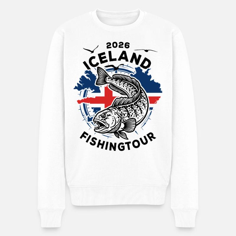 Iceland Fishingtour | 2026 Seewolf - Männer Premium Bio Pullover - Weiß