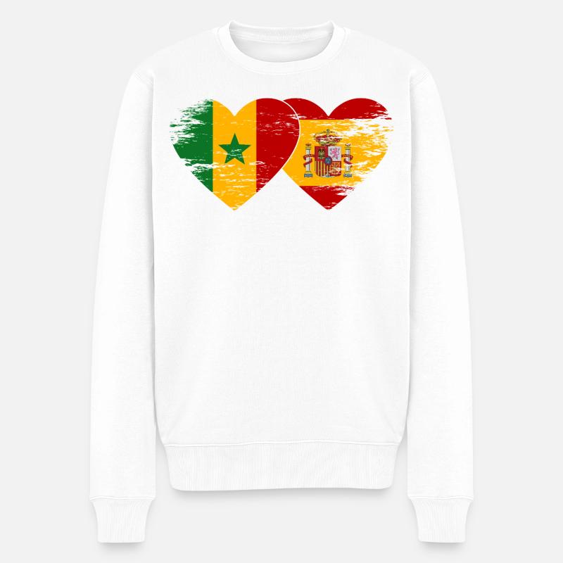 Senegal_Spanien_Flagge_Herz_used - Pull Premium bio Homme - blanc