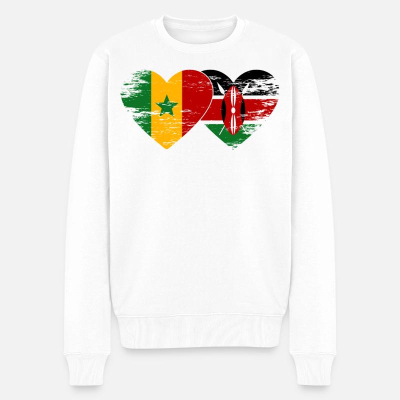 Senegal_Kenia_Flagge_Herz_used - Pull Premium bio Homme - blanc