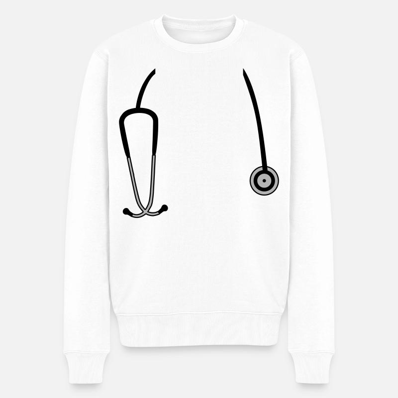 Stethoskop - Männer Premium Bio Pullover - Weiß