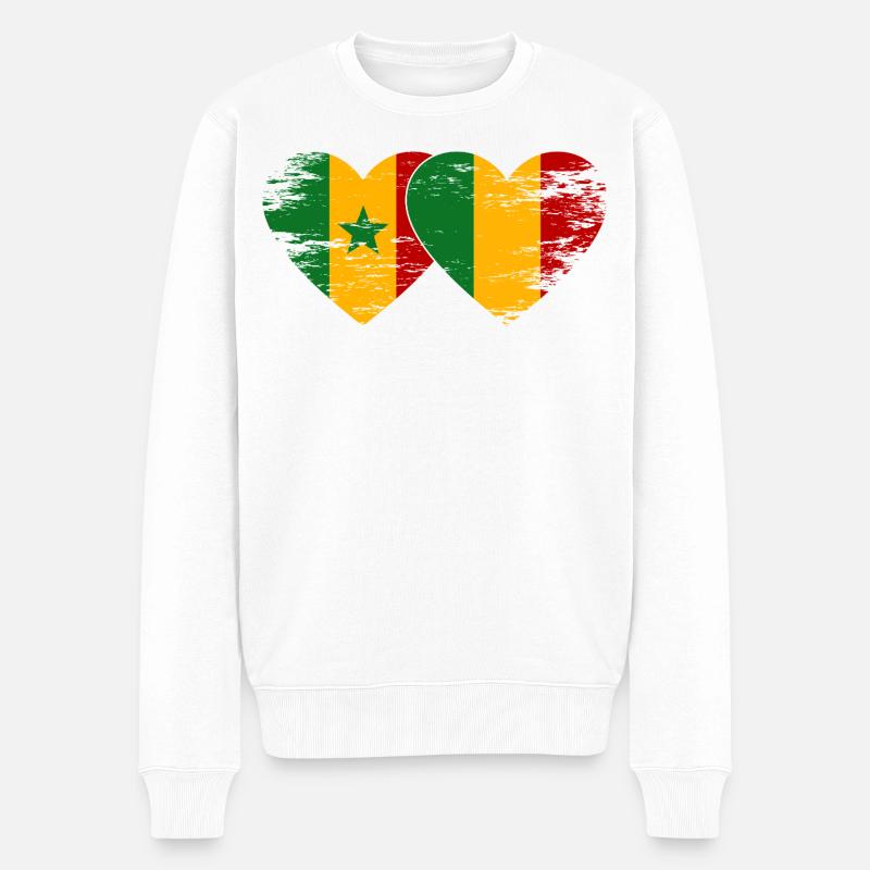 Senegal_Mali_Flagge_Herz_used - Pull Premium bio Homme - blanc