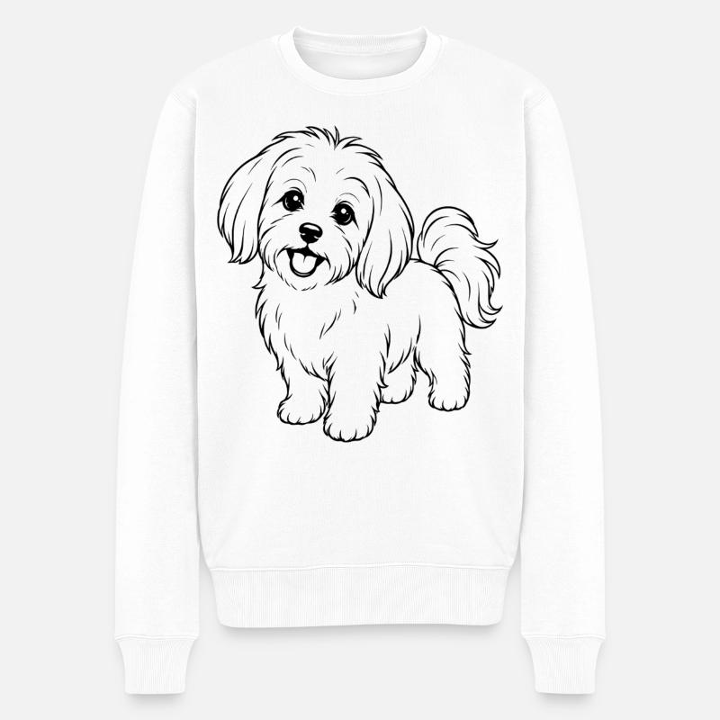 Malteser_Hund_schwarz - Pull Premium bio Homme - blanc