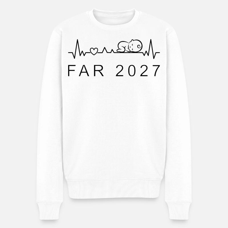 Papa 2027 Herzschlag Schwangerschaft Dänisch - Männer Premium Bio Pullover - Weiß