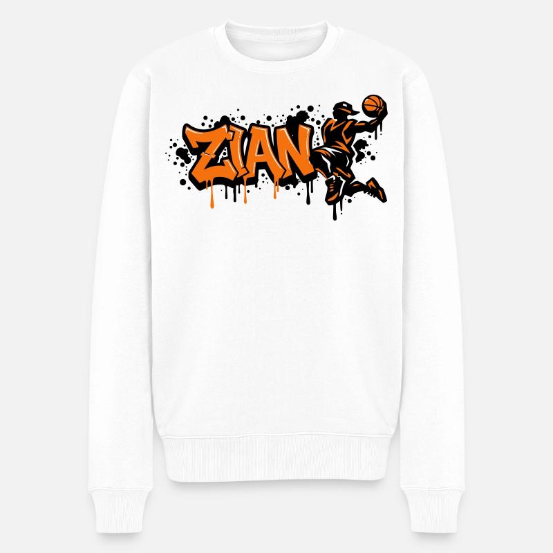 Zian Graffiti Dunk Orange - Männer Premium Bio Pullover - Weiß
