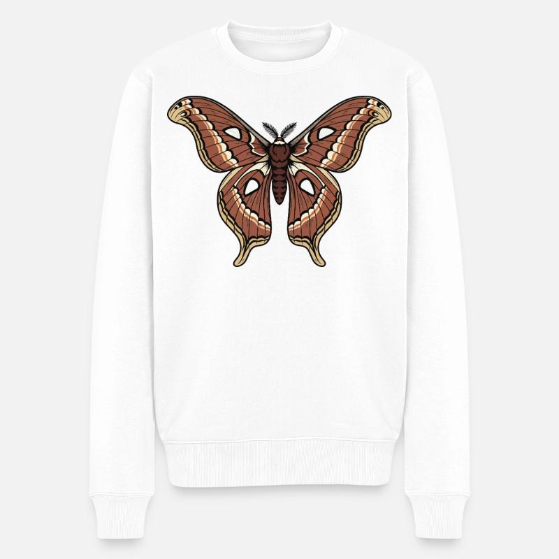 Schmetterlings-Polyphemus-Motten-Saturnie-Flügel-Tattoo - Männer Premium Bio Pullover - Weiß