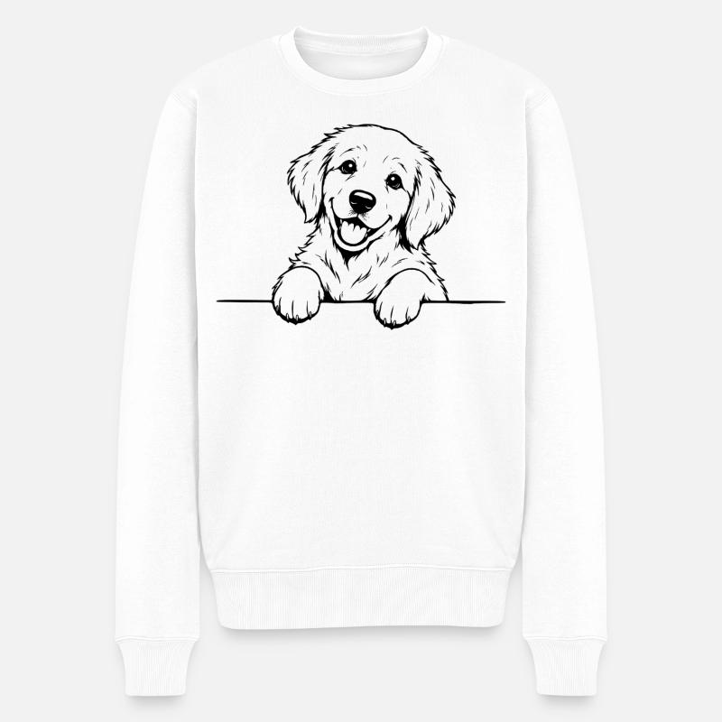Golden_Retriever_Welpen_Pfote - Männer Premium Bio Pullover - Weiß