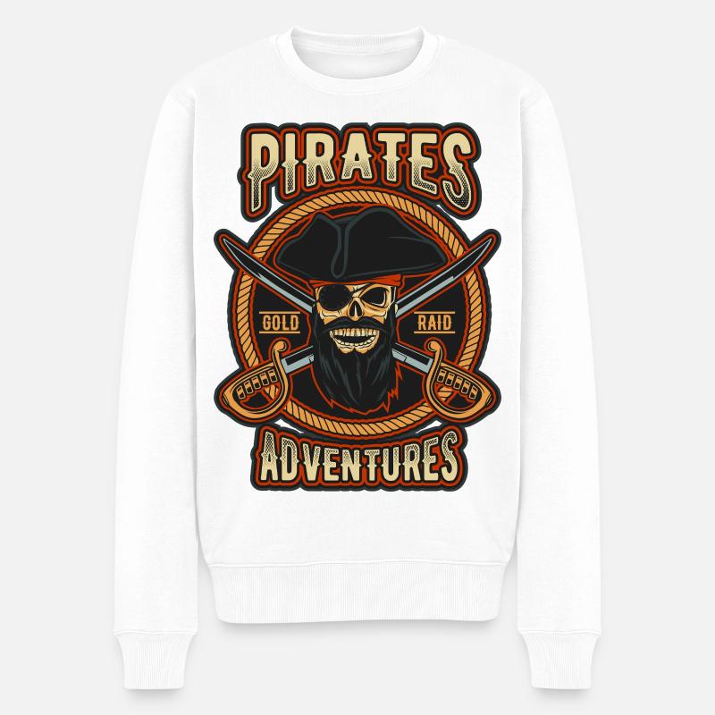 Pirate Gold Raid-Patch - Männer Premium Bio Pullover - Weiß