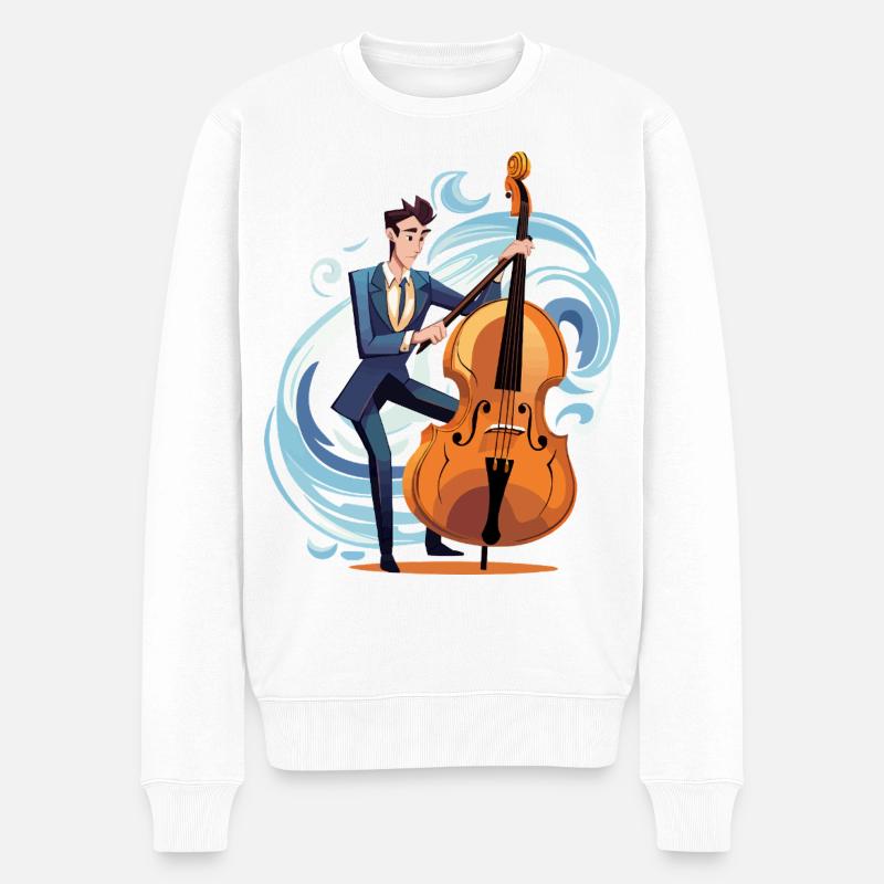 Küstenjazz Cello im Sturm - Männer Premium Bio Pullover - Weiß