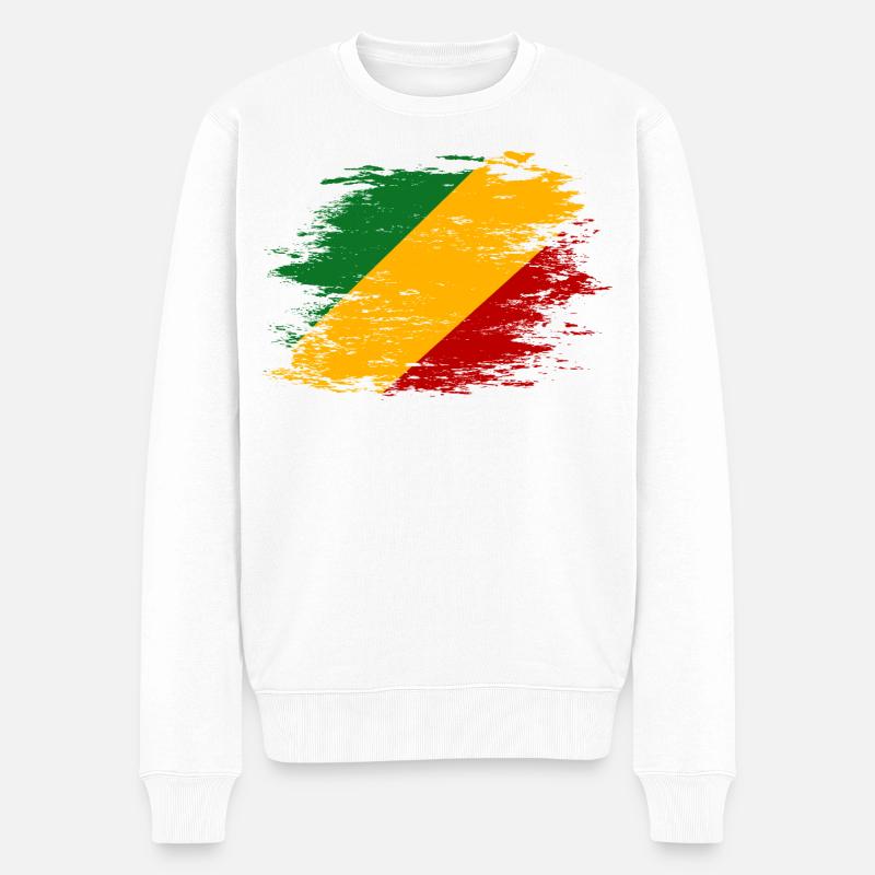 Kongo_Flagge_used - Männer Premium Bio Pullover - Weiß