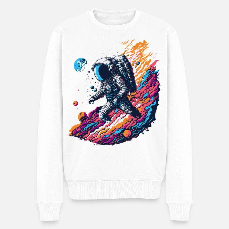 Kosmischer Astronaut - Männer Premium Bio Pullover - Weiß