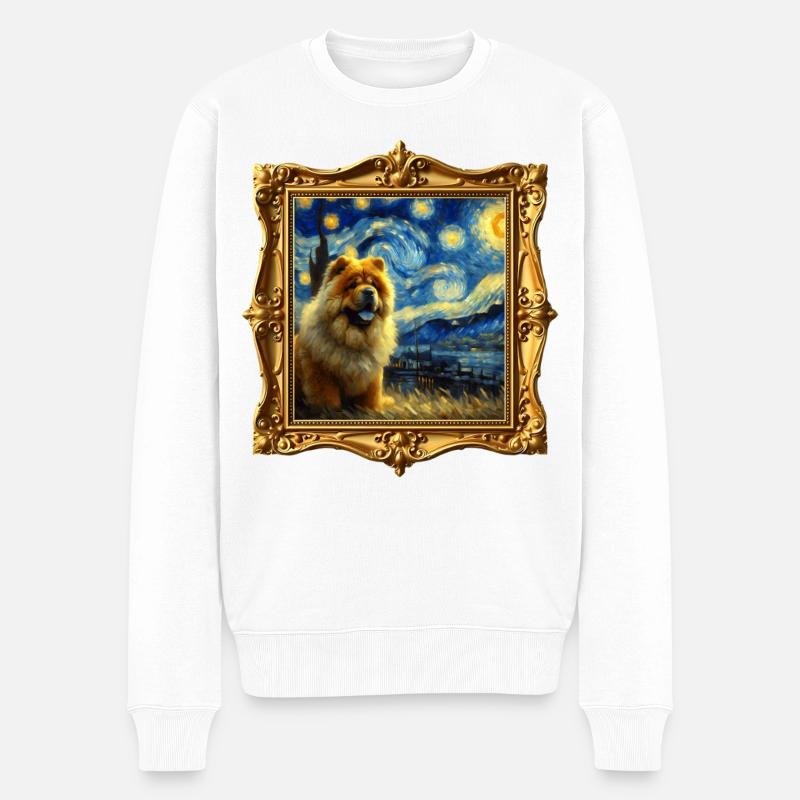 La Nuit étoilée de Chowchow - Pull Premium bio Homme - blanc