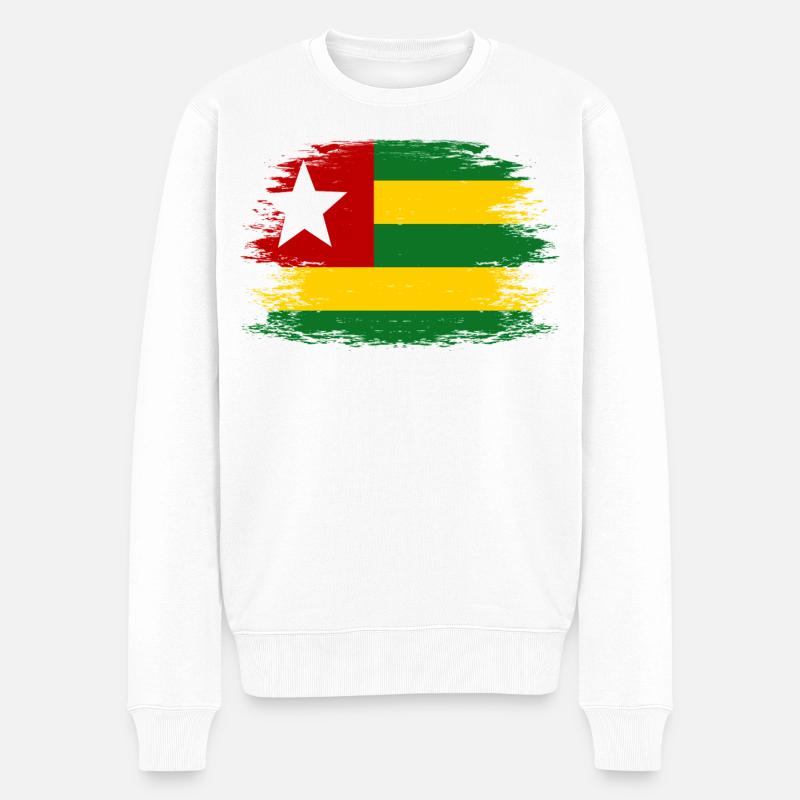 Togo_Flagge_used - Männer Premium Bio Pullover - Weiß