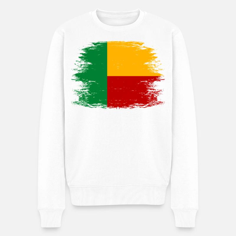 Benin_Flagge_used - Männer Premium Bio Pullover - Weiß
