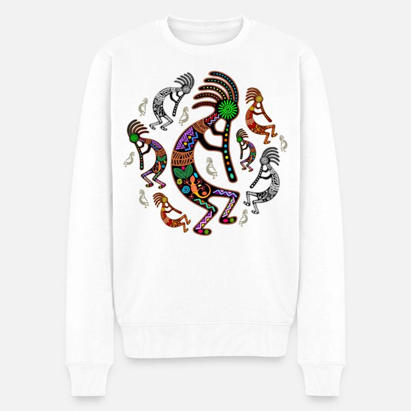 Kokopelli-Regenbogenfarben - Männer Premium Bio Pullover - Weiß