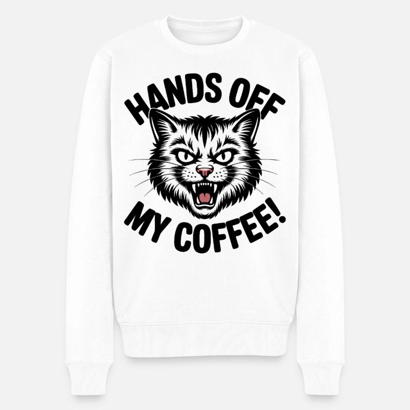 Weg von meinem Kaffee - Männer Premium Bio Pullover - Weiß