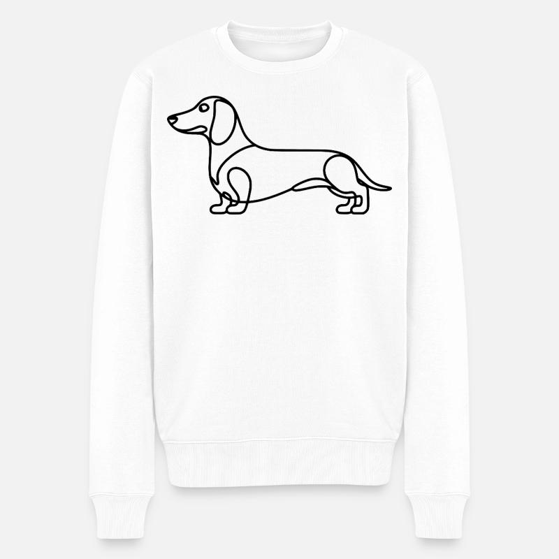 Dessin linéaire du teckel - Pull Premium bio Homme - blanc