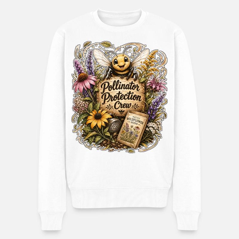 Pollinator Protection Crew - Männer Premium Bio Pullover - Weiß