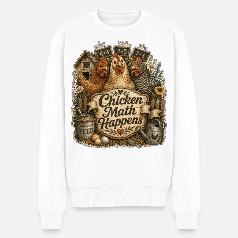 Chicken Math Happens - Männer Premium Bio Pullover - Weiß