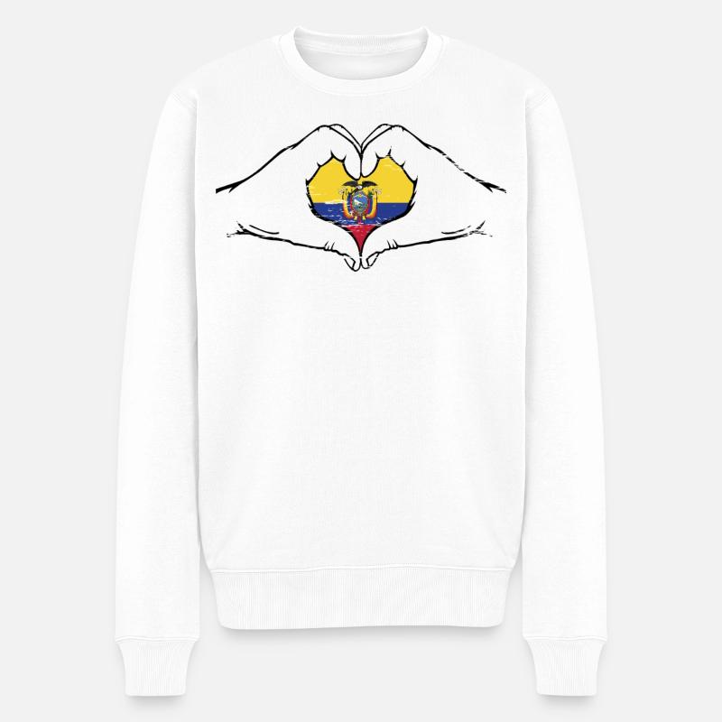 Ecuador_Flagge_Hände_Herzform_used - Pull Premium bio Homme - blanc