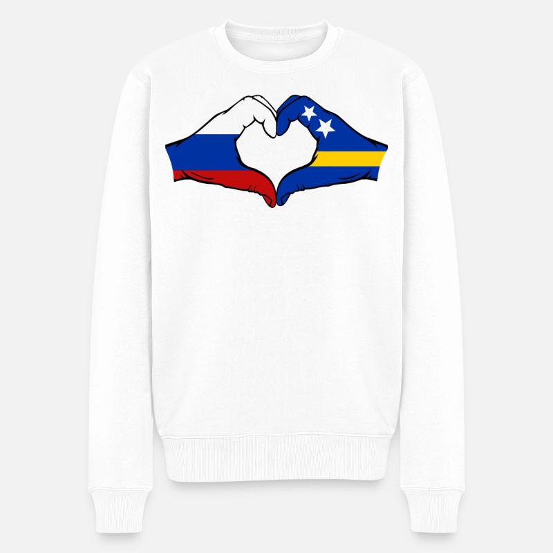 Russland_Curacao_Flagge_Hände_Herzform - Pull Premium bio Homme - blanc