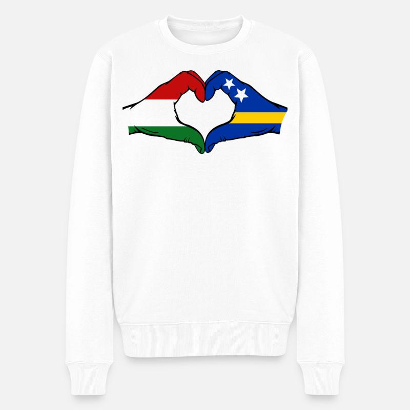 Ungarn_Curaçao_Flagge_Haende_Herzform - Pull Premium bio Homme - blanc