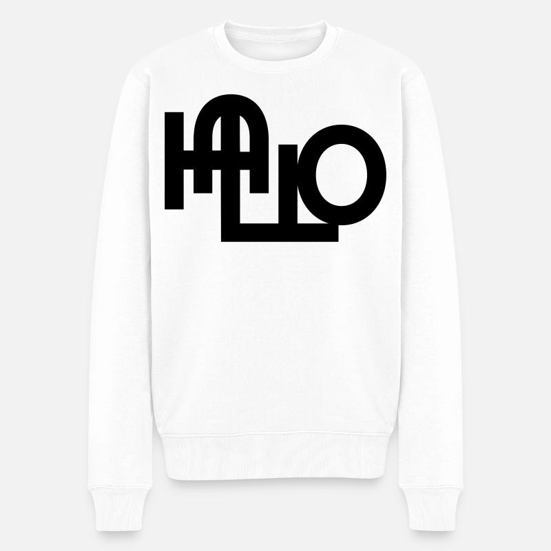 Hallo Begrüßung - Männer Premium Bio Pullover - Weiß