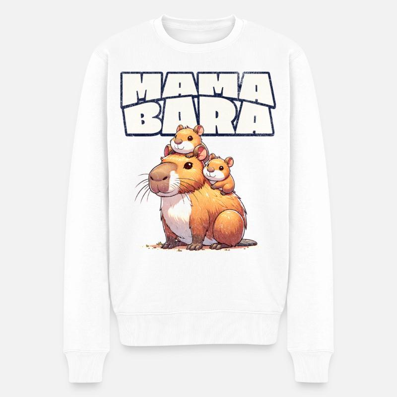 Mama Bara Capybara - Pull Premium bio Homme - blanc