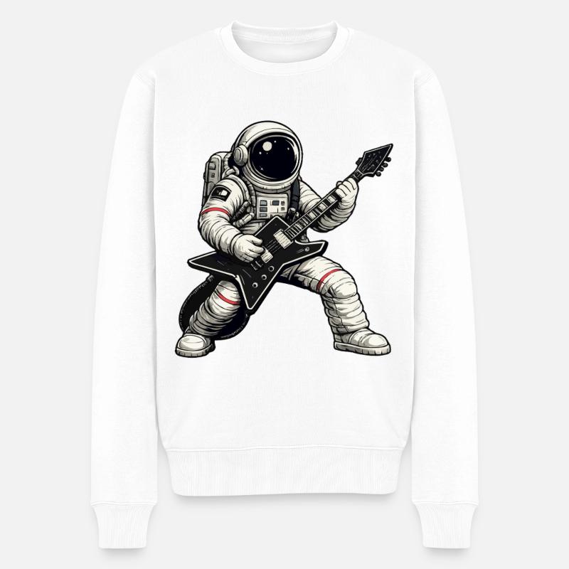 Astronaut Gitarrist - Männer Premium Bio Pullover - Weiß