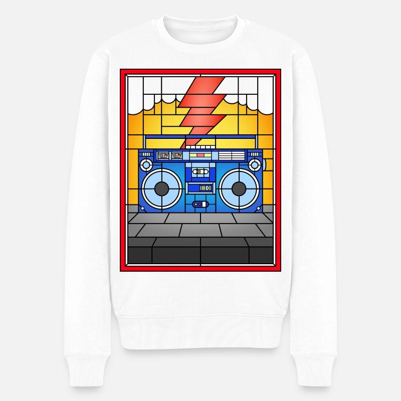 Buntglas-Boombox-Illustration - Männer Premium Bio Pullover - Weiß