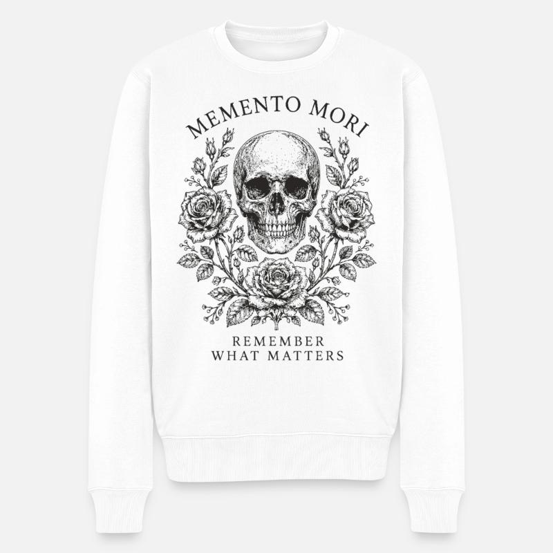 Memento Mori Roses - Pull Premium bio Homme - blanc
